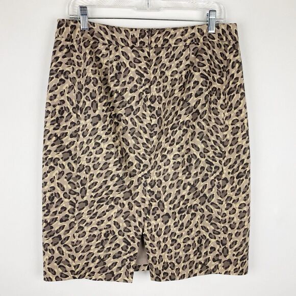 ANN TAYLOR LOFT Tan Animal Print Cheetah Knee Length‎ Pencil Skirt - Size 8 - Picture 2 of 4